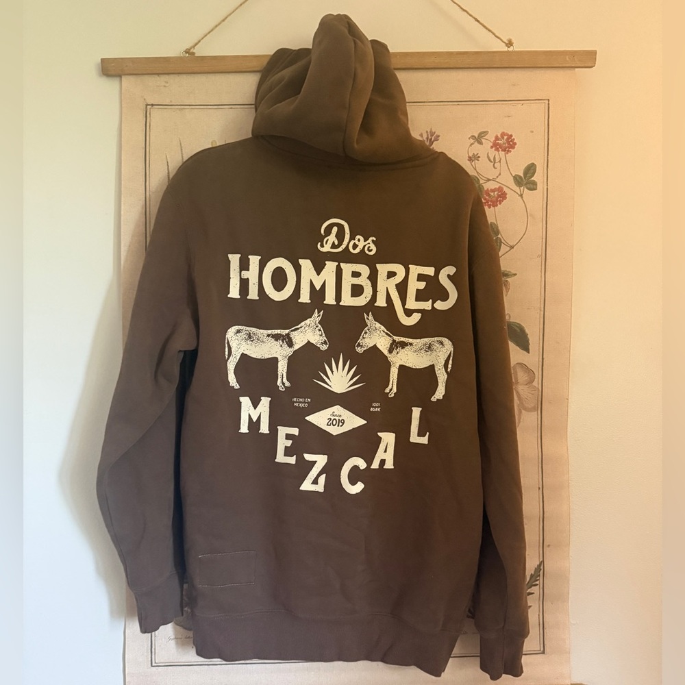 Dos Hombres Mezcal Chocolate Brown Oversized Hoodie Men’s Medium